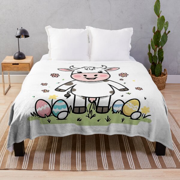 Item preview, Cute Easter Cow With Easter Eggs designed and sold by DomTeesHaven.
