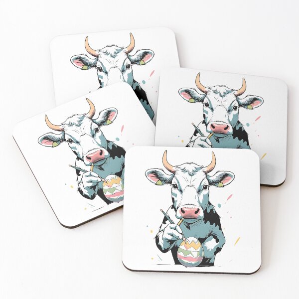 Item preview, Cute Easter Cow Painting Easter Eggs designed and sold by DomTeesHaven.