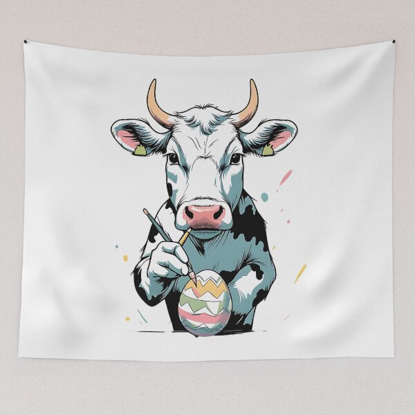 Item preview, Cute Easter Cow Painting Easter Eggs designed and sold by DomTeesHaven.