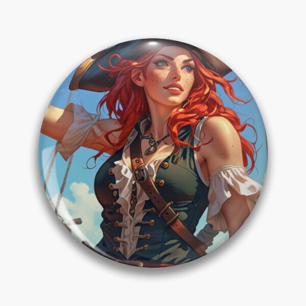 Item preview,  Red Head Pirate Queen Anne Bonney vintage Anime Manga Illustration designed and sold by Vintage Designs +.