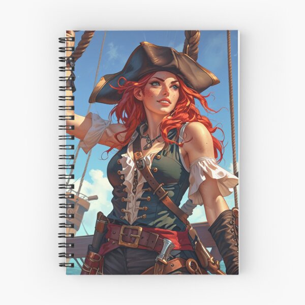 Item preview,  Red Head Pirate Queen Anne Bonney vintage Anime Manga Illustration designed and sold by Vintage Designs +.