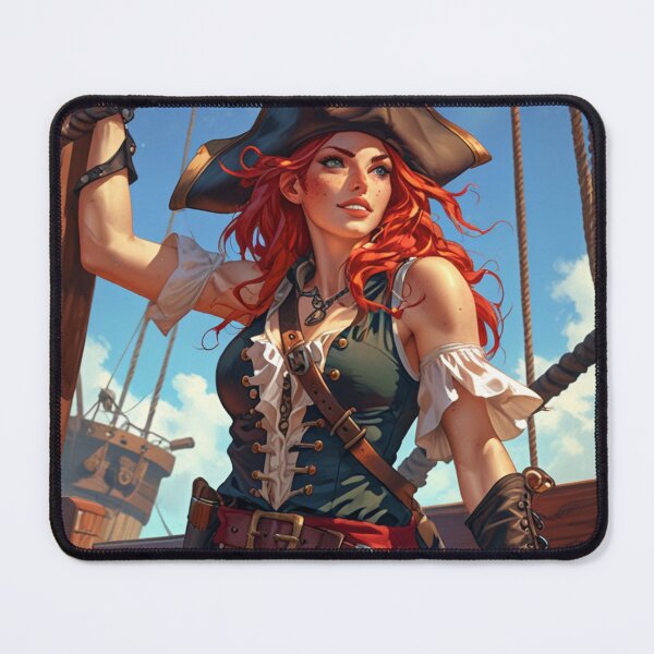 Item preview,  Red Head Pirate Queen Anne Bonney vintage Anime Manga Illustration designed and sold by Vintage Designs +.