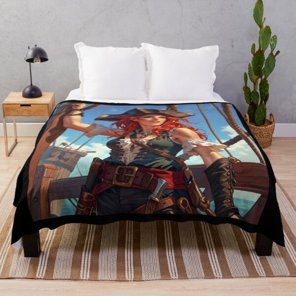 Item preview,  Red Head Pirate Queen Anne Bonney vintage Anime Manga Illustration designed and sold by Vintage Designs +.