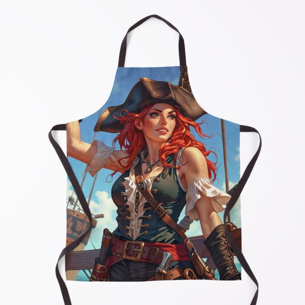 Item preview, Red Head Pirate Queen Anne Bonney vintage Anime Manga Illustration designed and sold by Vintage Designs +.