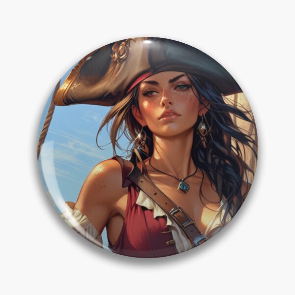 Item preview, Beautiful Dark Haired Pirate Queen Anne Bonney vintage Anime Manga Illustration designed and sold by Vintage Designs +.
