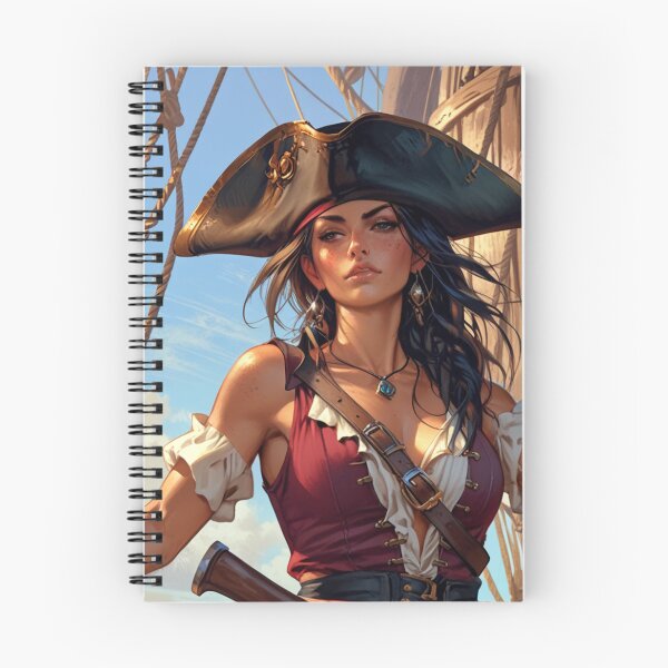 Item preview, Beautiful Dark Haired Pirate Queen Anne Bonney vintage Anime Manga Illustration designed and sold by Vintage Designs +.