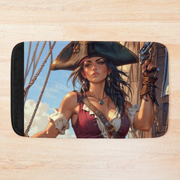 Item preview, Beautiful Dark Haired Pirate Queen Anne Bonney vintage Anime Manga Illustration designed and sold by Vintage Designs +.