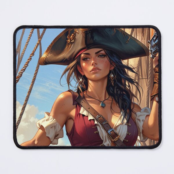 Item preview, Beautiful Dark Haired Pirate Queen Anne Bonney vintage Anime Manga Illustration designed and sold by Vintage Designs +.