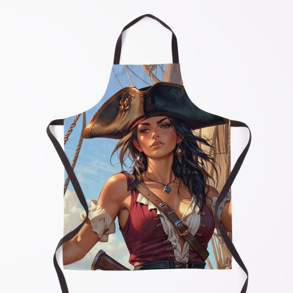 Item preview, Beautiful Dark Haired Pirate Queen Anne Bonney vintage Anime Manga Illustration designed and sold by Vintage Designs +.