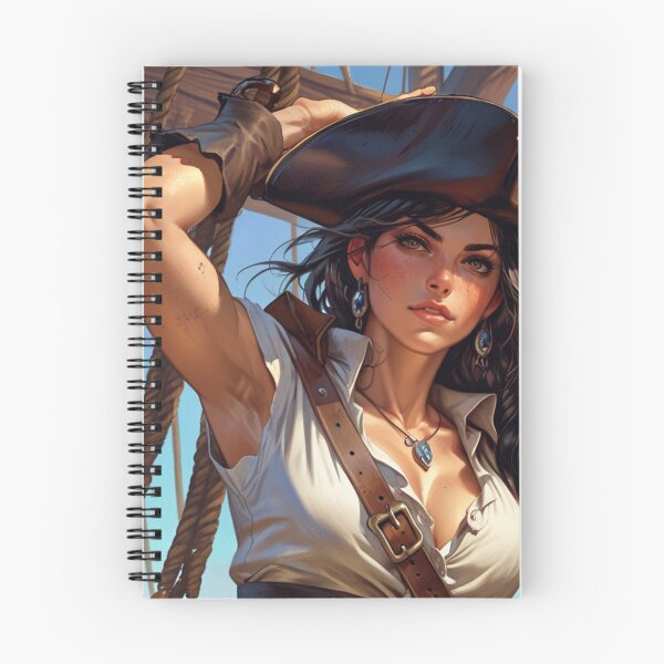 Item preview, Beautiful Dark Haired Pirate Queen Anne Bonney vintage Anime Manga Illustration designed and sold by Vintage Designs +.