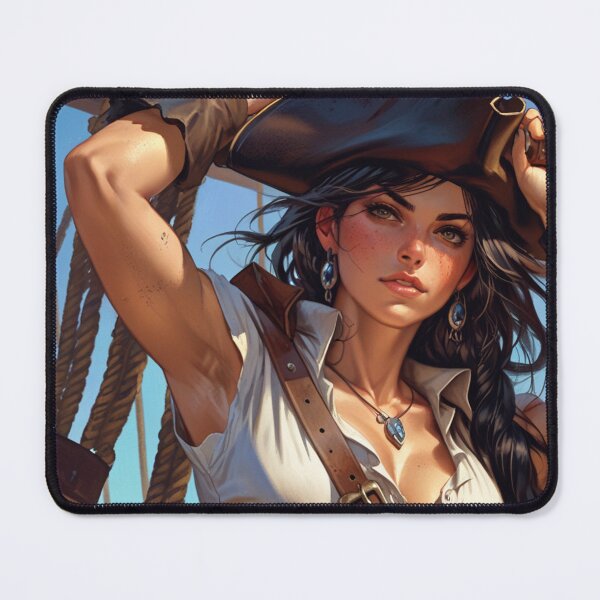 Item preview, Beautiful Dark Haired Pirate Queen Anne Bonney vintage Anime Manga Illustration designed and sold by Vintage Designs +.