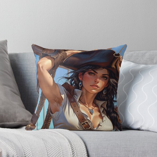 Item preview, Beautiful Dark Haired Pirate Queen Anne Bonney vintage Anime Manga Illustration designed and sold by Vintage Designs +.