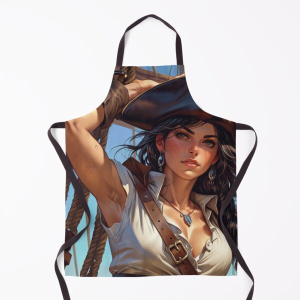 Item preview, Beautiful Dark Haired Pirate Queen Anne Bonney vintage Anime Manga Illustration designed and sold by Vintage Designs +.