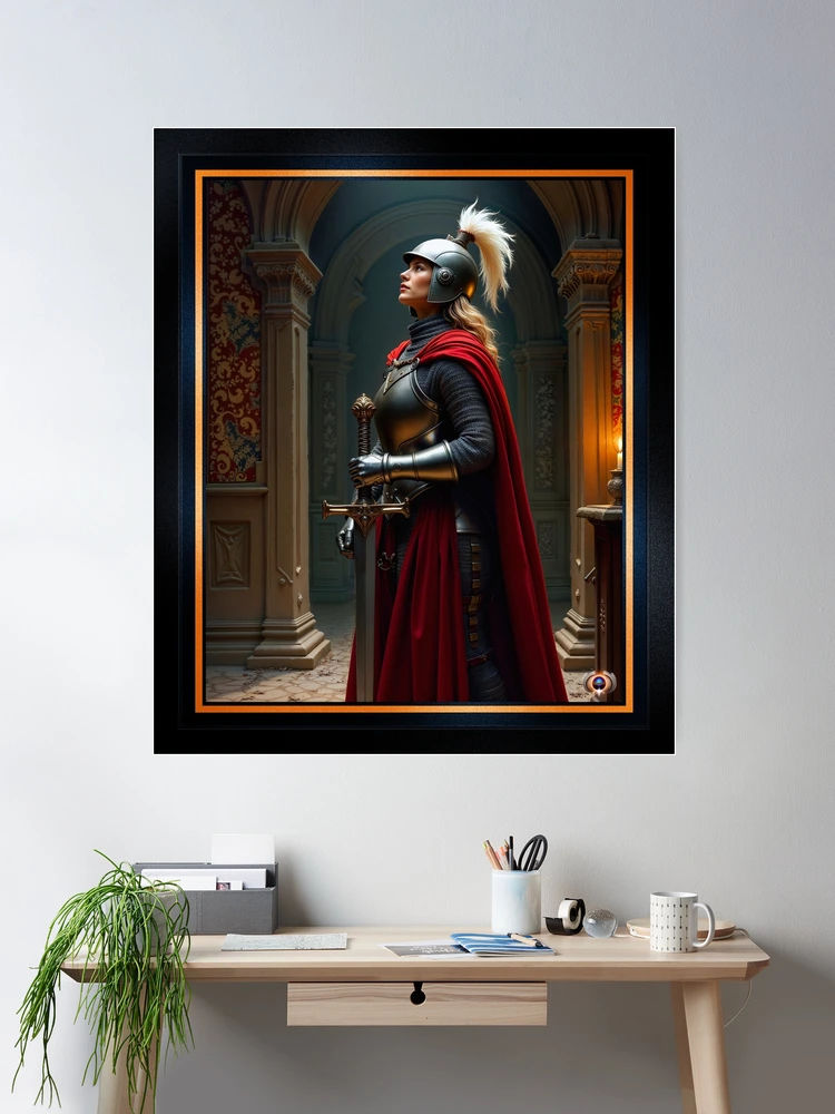 The Historical Joan of Arc Standing Within the Divine Celestial Light AI Concept Art by Xzendor7 Room Decor Poster Art Print