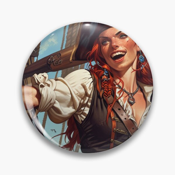 Item preview, Red Head Pirate Queen Anne Bonney vintage Anime Manga Illustration designed and sold by Vintage Designs +.