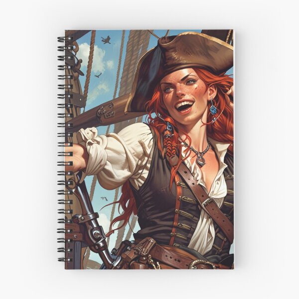 Item preview, Red Head Pirate Queen Anne Bonney vintage Anime Manga Illustration designed and sold by Vintage Designs +.