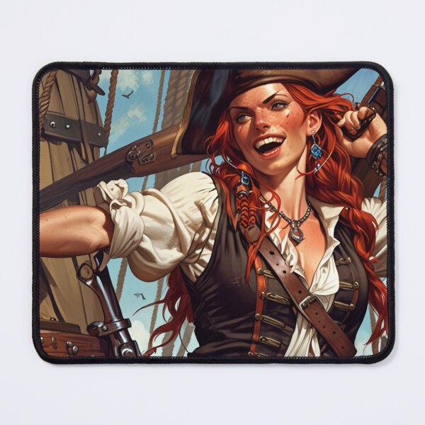 Item preview, Red Head Pirate Queen Anne Bonney vintage Anime Manga Illustration designed and sold by Vintage Designs +.
