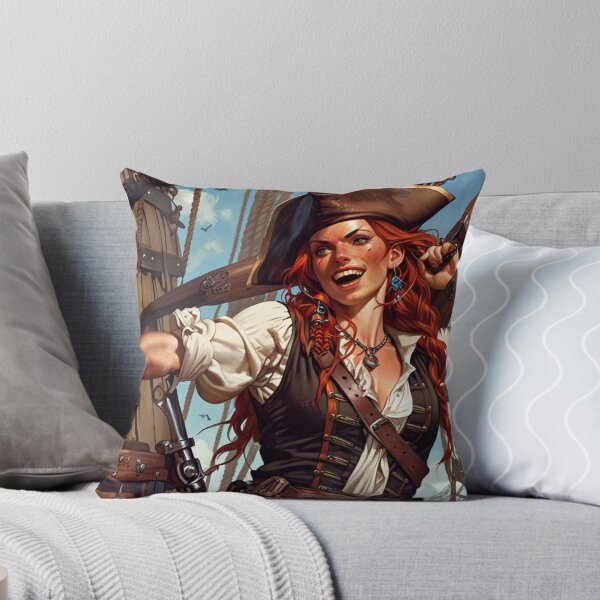 Item preview, Red Head Pirate Queen Anne Bonney vintage Anime Manga Illustration designed and sold by Vintage Designs +.