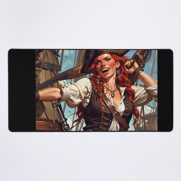 Item preview, Red Head Pirate Queen Anne Bonney vintage Anime Manga Illustration designed and sold by Vintage Designs +.