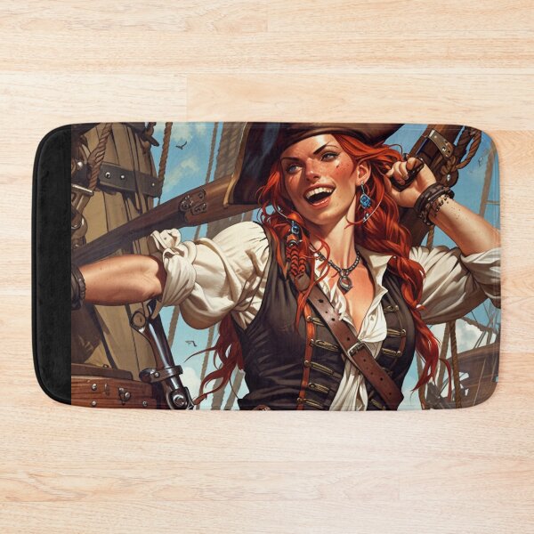 Item preview, Red Head Pirate Queen Anne Bonney vintage Anime Manga Illustration designed and sold by Vintage Designs +.
