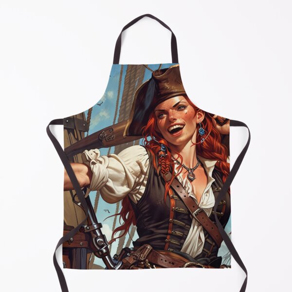 Item preview, Red Head Pirate Queen Anne Bonney vintage Anime Manga Illustration designed and sold by Vintage Designs +.