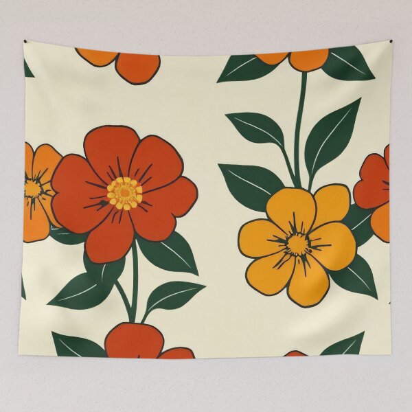 Item preview, Retro Floral Bliss – Vintage-Inspired Flower Pattern designed and sold by FoisonDesigns.