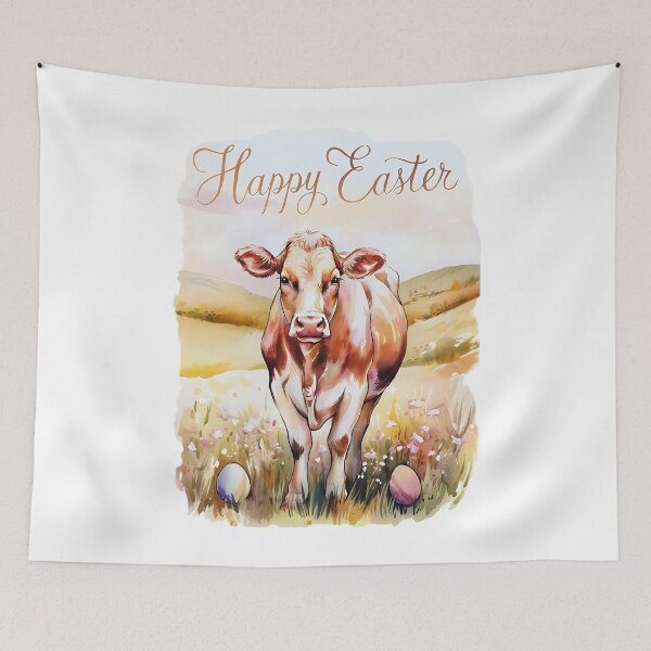 Item preview, Happy Easter Watercolor Easter Cow designed and sold by DomTeesHaven.