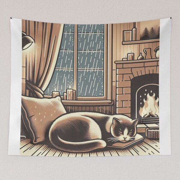 Item preview, Feline by the Fire! ??☕ designed and sold by Meemaart.