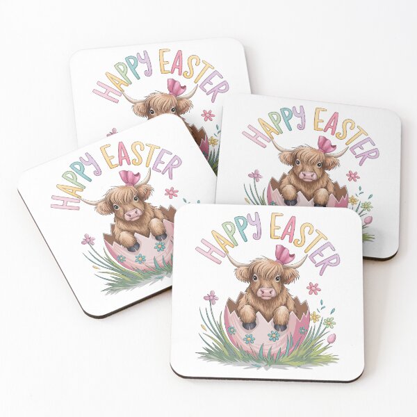 Item preview, Happy Easter Highland Coo designed and sold by Angry Swan Designs.