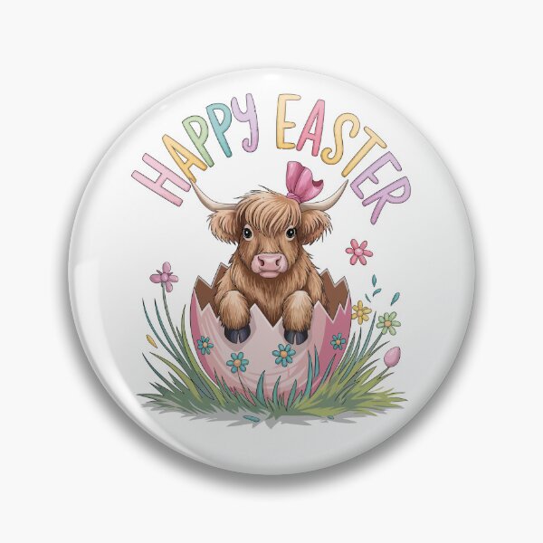 Item preview, Happy Easter Highland Coo designed and sold by Angry Swan Designs.