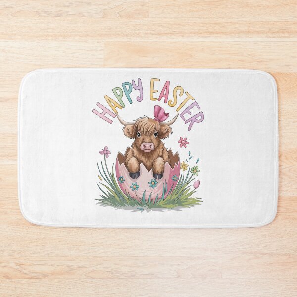 Item preview, Happy Easter Highland Coo designed and sold by Angry Swan Designs.