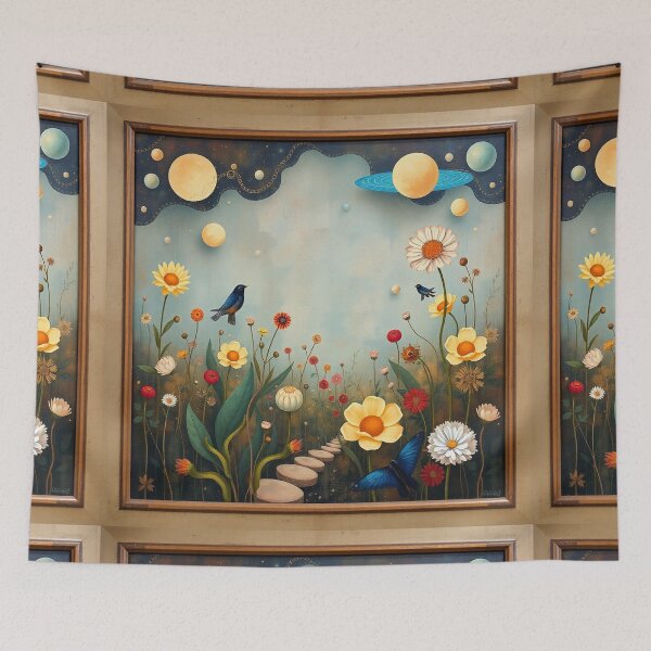 Item preview, A Beautiful Flower Garden painting inspired by Gustav Klimt designed and sold by Vintage Designs +.