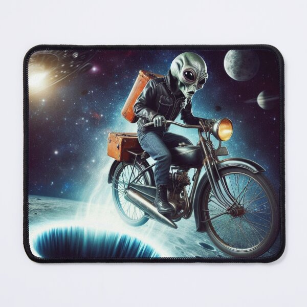 Item preview, Alien on an old motorcycle that came out of a black hole designed and sold by Dogandesighn.