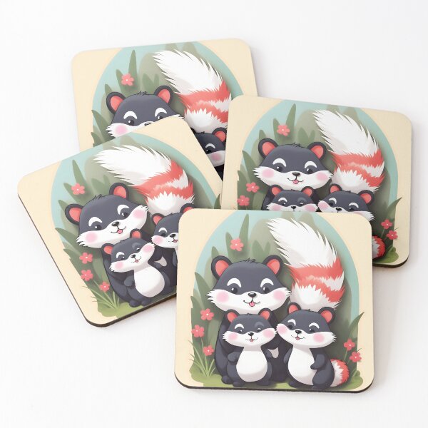 Item preview, cute happy skunk family designed and sold by aliraweb.