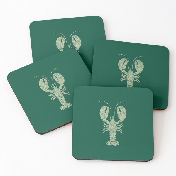 Item preview, green lobster with  floral print on Dark Green background designed and sold by Giulia  Palazzo.