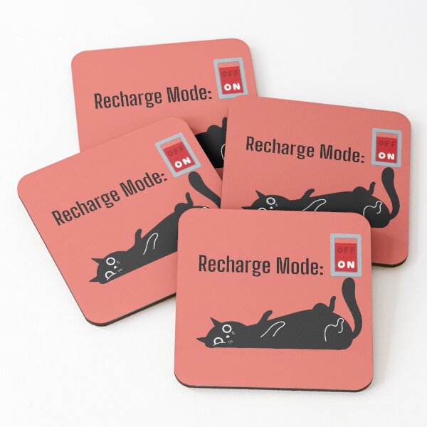 Item preview, Recharge Mode: ON – Relaxing Black Cat Design designed and sold by TheBeeKindSpace.