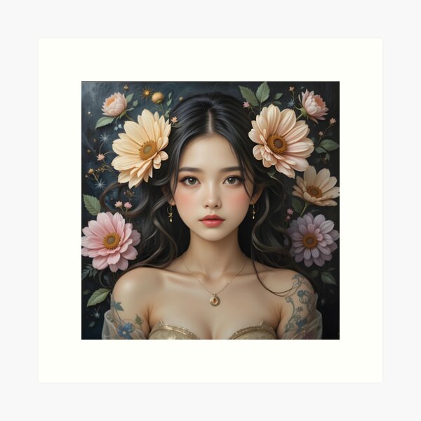 Item preview, beauty front flower girl eye contact designed and sold by muujaa.