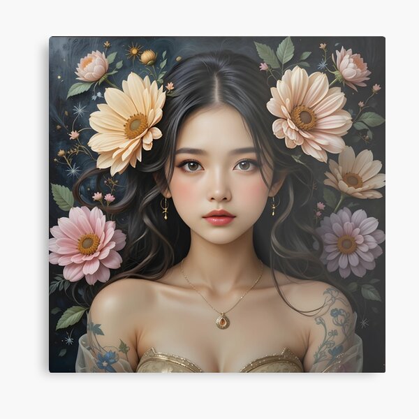 Item preview, beauty front flower girl eye contact designed and sold by muujaa.