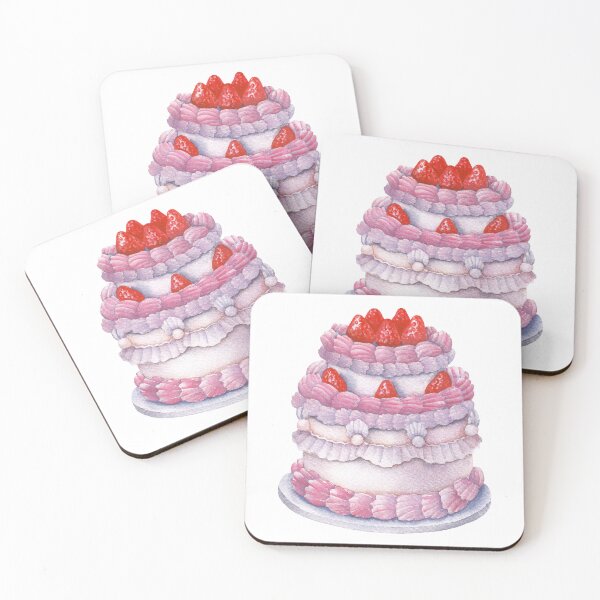Item preview, Cute watercolor cake decorated with cream and strawberries designed and sold by Ekaterina Glazkova.