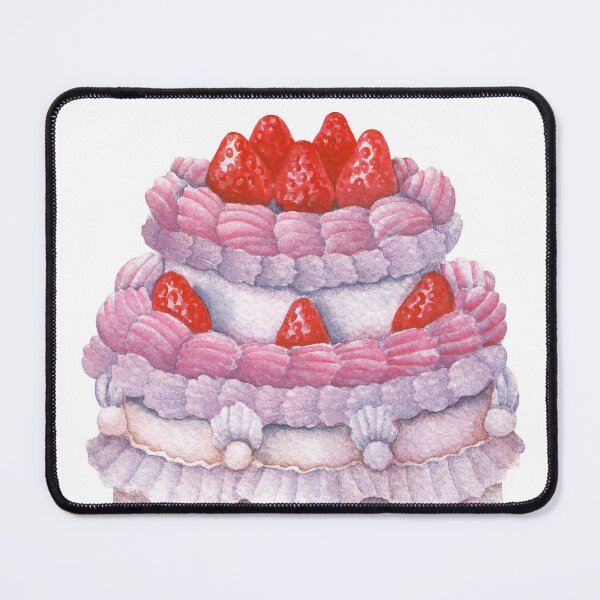 Item preview, Cute watercolor cake decorated with cream and strawberries designed and sold by Ekaterina Glazkova.