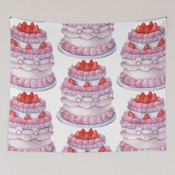 Item preview, Cute watercolor cake decorated with cream and strawberries designed and sold by Ekaterina Glazkova.