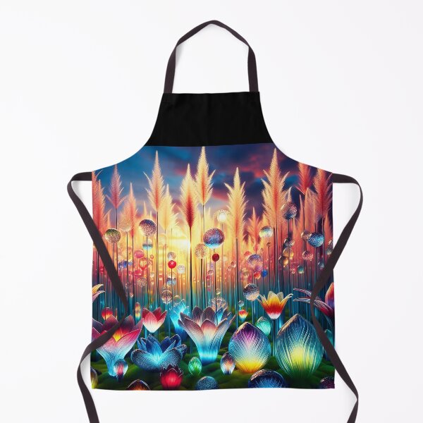 Item preview, Colorful crystal flowers in tall looming grasses natural habitat in the sunset designed and sold by EmeraldeaArt.