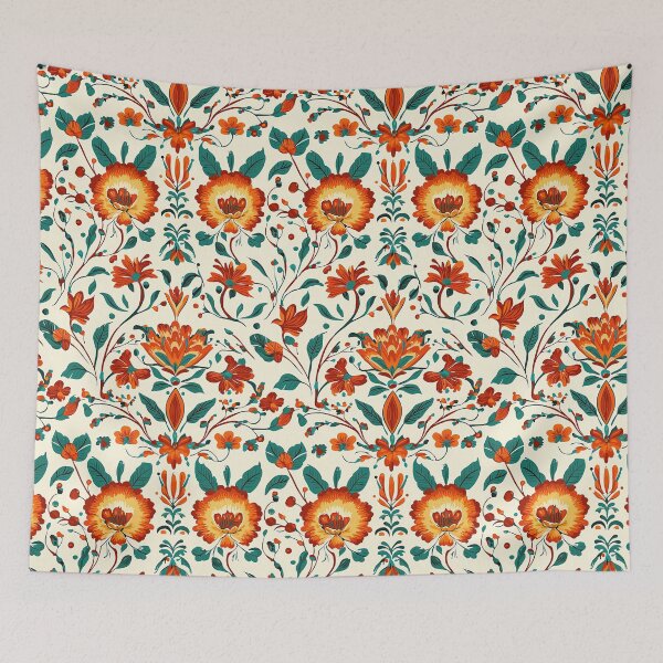 Item preview, Vibrant floral pattern with intricate folk details designed and sold by Piotrek0001.
