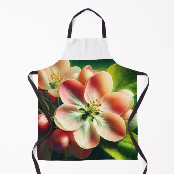 Item preview, Closeup apple tree pink blossom flower petals and leaf twig macro sprint flora art designed and sold by EmeraldeaArt.