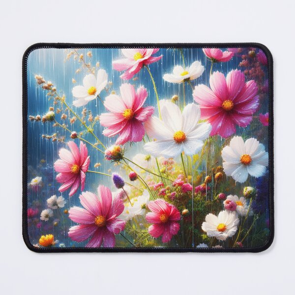 Item preview, Cosmos bipinnatus Summer shower in a garden of butterfly flowers pink and white colors designed and sold by EmeraldeaArt.