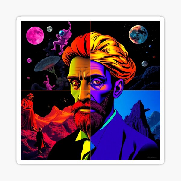Item preview, Surrealist Self-Portrait by Van Gogh - Cosmic Journey and Parallel Worlds in Pop Art - Design for Stickers, Posters, T-shirts and more designed and sold by MiraboliK.