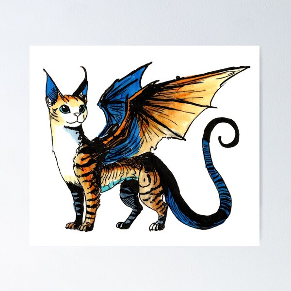 Item preview, Serval dragón híbrido designed and sold by Scribbles & Doodles by Jinx.