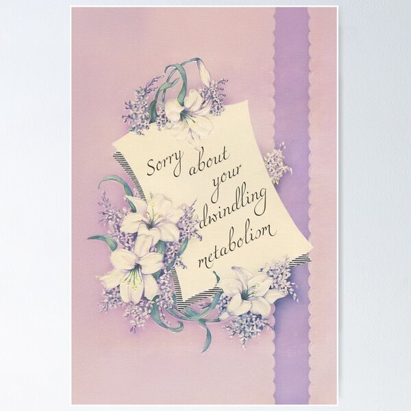 Item preview, DWINDLING METABOLISM - funny vintage sympathy card designed and sold by ToruandMidori.