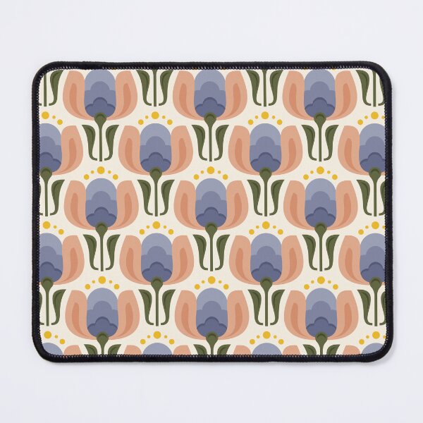 Item preview, KF 0353 D - Vintage Retro Tulip 70s Floral Pattern in Peach Purple Green designed and sold by KhakiFinch.