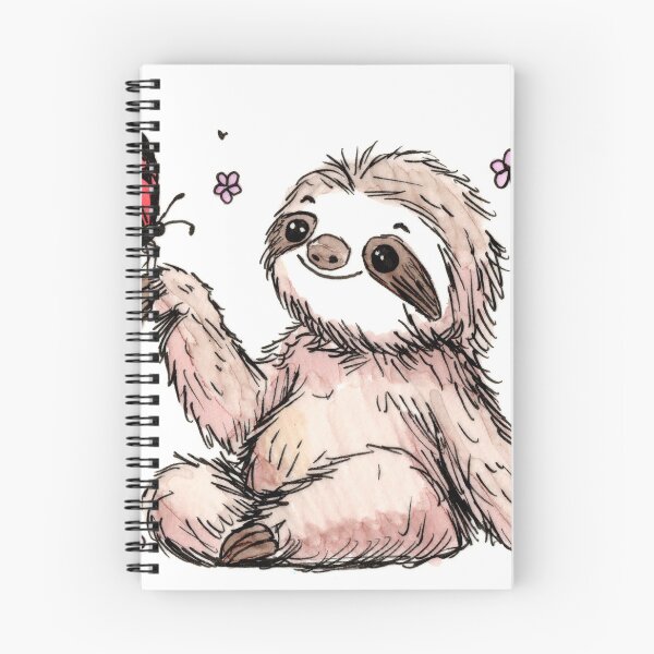 Aperçu de l'œuvre Bébé paresseux et papillon créée et vendue par Scribbles & Doodles by Jinx.